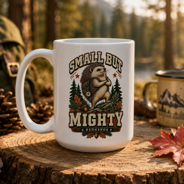 Mug Petit mais puissant hérisson rétro de camping d'av (Créateur téléchargé)