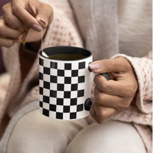 Mug Petit motif à carreaux noir et blanc