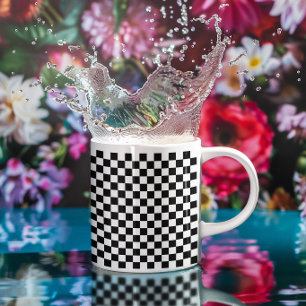 Mug Petit motif à carreaux noir et blanc