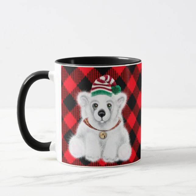 Mug Petit ours d'ours polaire de Noël, couronne de bai (Gauche)