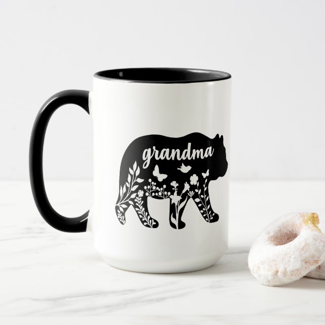 Mug petit ours noir de Grand-mère (Avec donut)