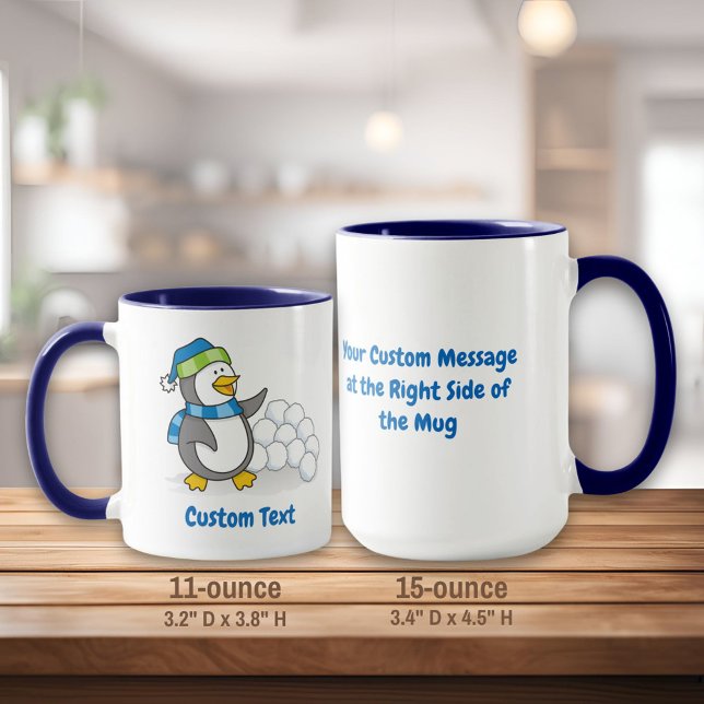 Mug Petit pingouin avec boules de neige agitant la tas (Créateur téléchargé)