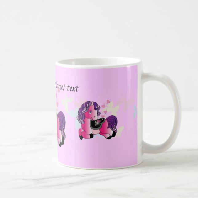 Mug Petit poney heureux mignon fait sur commande (Droite)