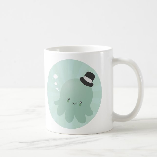 Mug Petit poulpe mignon utilisant un casquette (Droite)