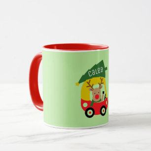 Mug Petit renne rouge voiture & arbre de Noël enfants 