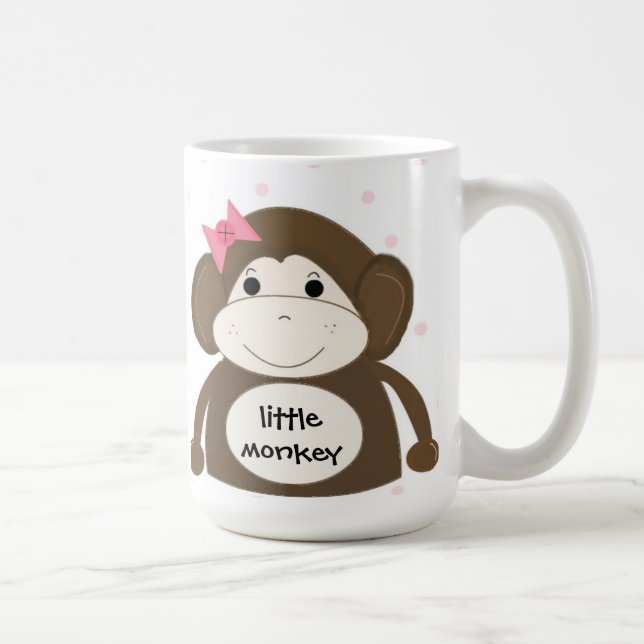 Mug Petit Singe Avec Un Nœud Rose Dans Les Cheveux (Droite)