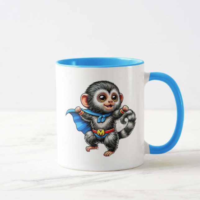 Mug Petit singe super-héros tout mignon. (Droite)
