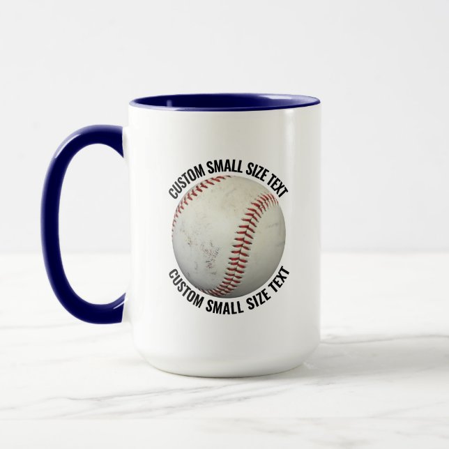 Mug Petit texte BLEU NAVY Combinaison 450g Baseball Pe (Gauche)