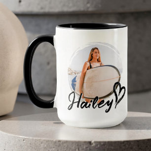 Mug Petite amie Simple Moderne Grunge Cœur Cool Photo