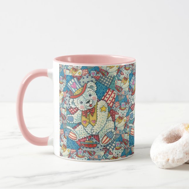 MUG PETITE BAIE TEDY PATRIOTIQUE, BATEAU ET PATCHWORD (Avec donut)
