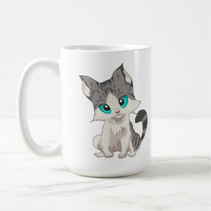 MUG PETITE CUISINE GRIS ET BEIGE AUX YEUX BLEUS