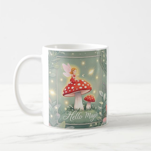 Mug Petite fée perchée sur le champignon et brillante (Gauche)