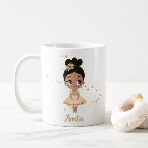 Mug Petite fille Dancing Ballerina avec Fleur, Or