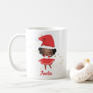 Mug Petite fille de Noël Ballerina, Santa Hat