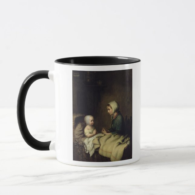 Mug Petite fille disant ses prières dans le lit (Gauche)