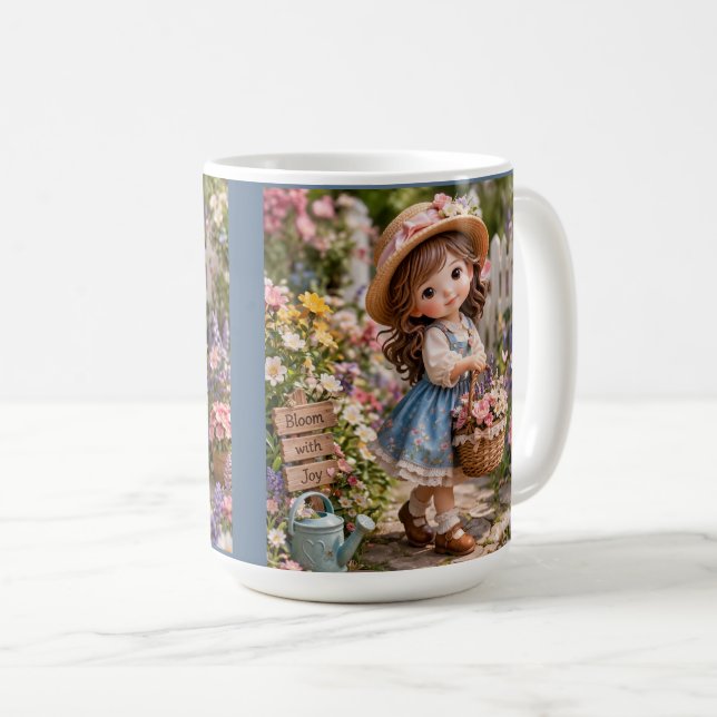 Mug Petite fille et son jardin de fleurs (Devant droit)