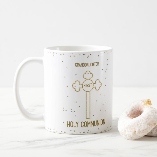 Mug Petite-fille Première Sainte Communion Croix de co (Avec donut)