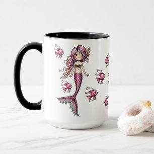 Mug Petite Sirène Rose et Illustration de Poisson