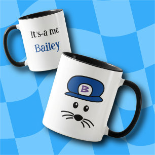 Mug Petite souris Casquette bleu personnalisable