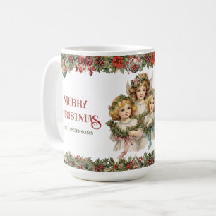 Mug Petites filles Noël Anges victoriens avec saint
