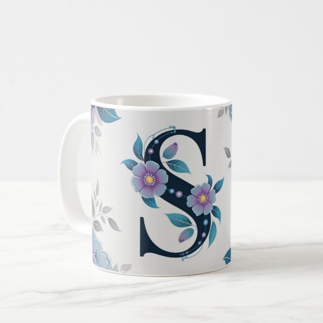 Mug petites fleurs bleues s (Devant gauche)