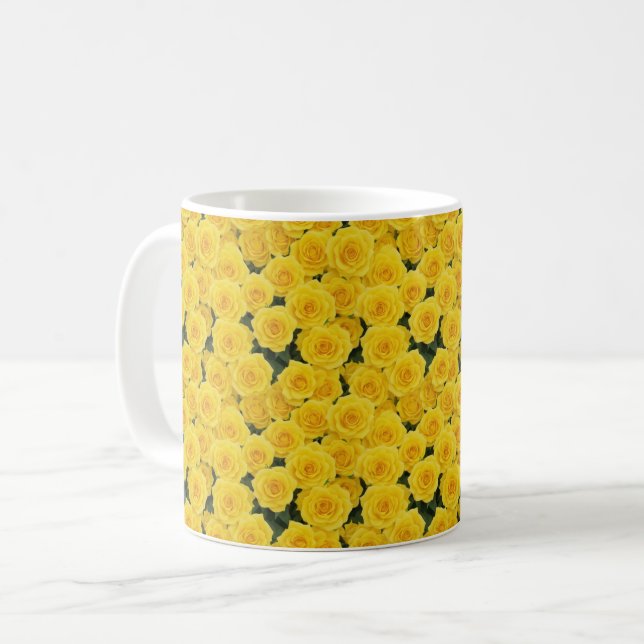 Mug Petites Roses Jaunes Brillantes (Devant gauche)