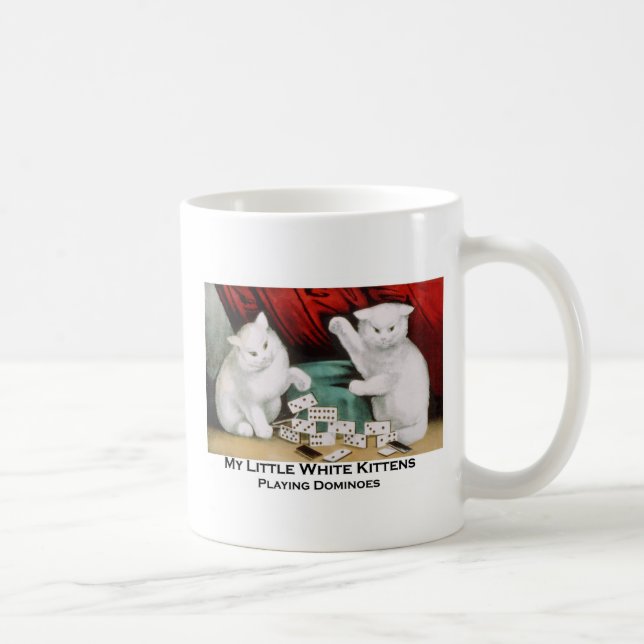 Mug Petits chatons blancs jouant des dominos (Droite)
