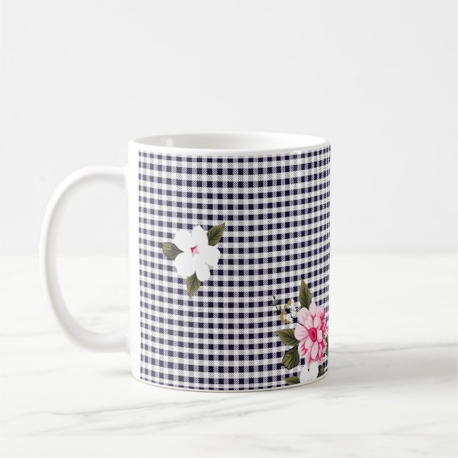 Mug Petits chèques sans couture et motif floral abstra (Gauche)