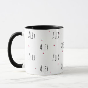 Mug Petits Coeurs mignons + Texte "Votre Nom" Amour