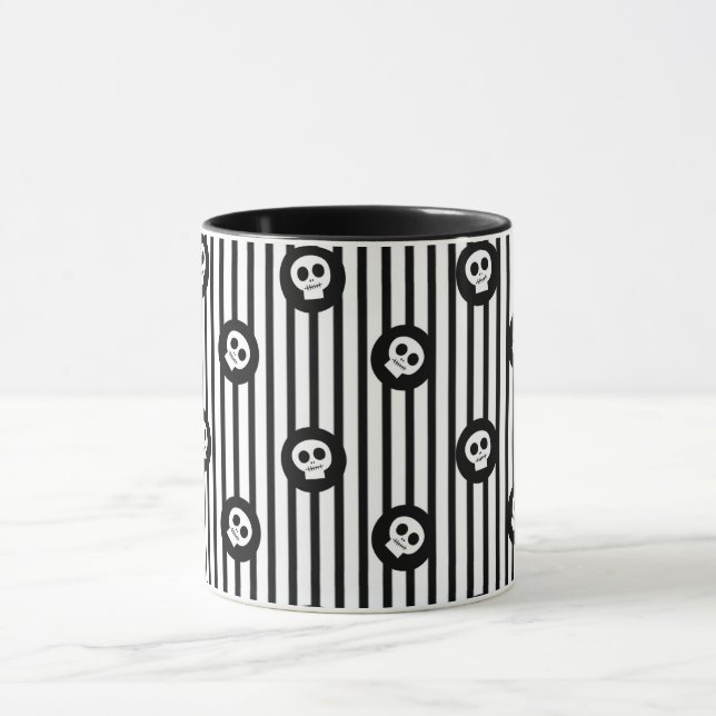 Mug Petits Crânes Fantaisistes Crâne Noir et Blanc (Centre)