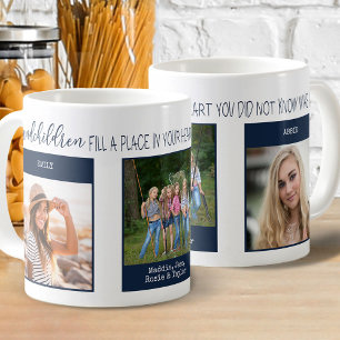 Mug Petits-enfants Remplir une citation 3 Photo Bleu