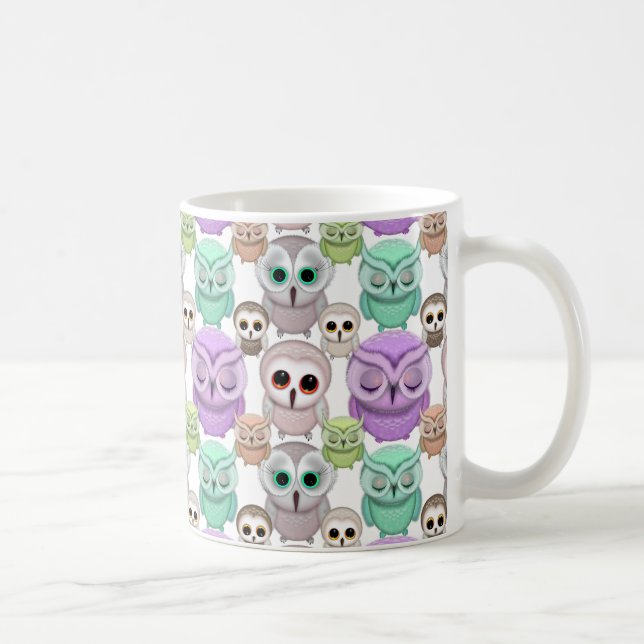 Mug Petits hiboux mignons aux couleurs pastel (Droite)