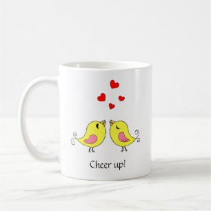 Mug Petits oiseaux canaires mignons, coeurs & calligra