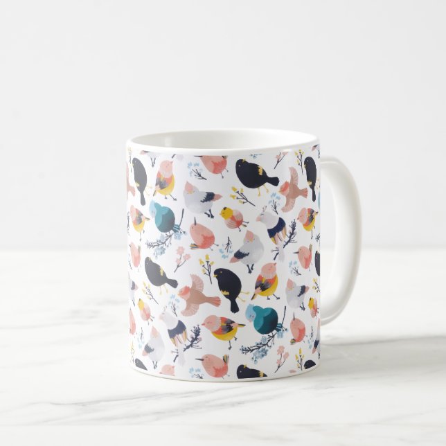 Mug Petits oiseaux colorés Paradis botanique fleuri (Devant droit)