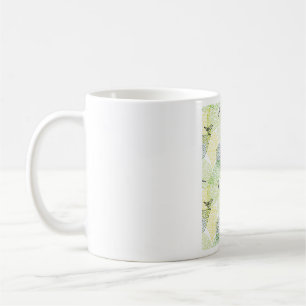Mug petits oiseaux sur feuilles vertes motif nature