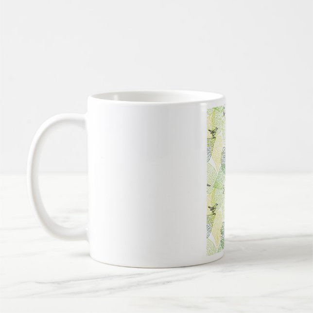 Mug petits oiseaux sur feuilles vertes motif nature (Gauche)