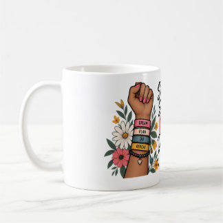 Mug Petits pas, grands rêves, motif floral motivant 