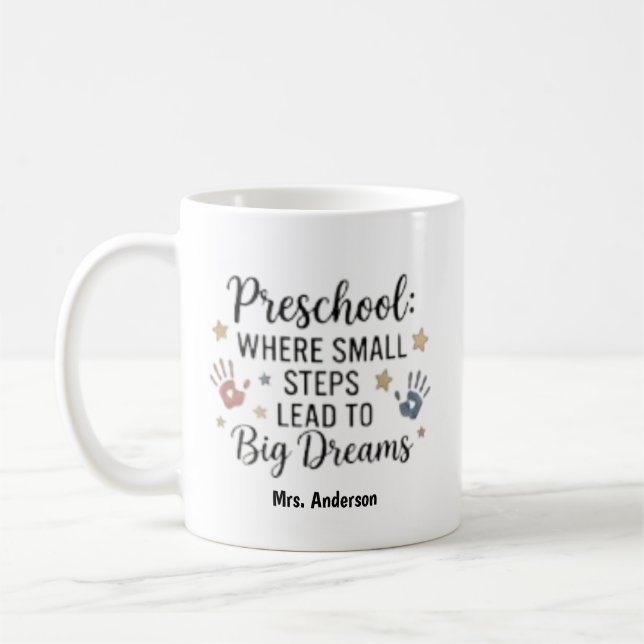 Mug Petits pas mènent à de grands rêves Nom personnali (Gauche)