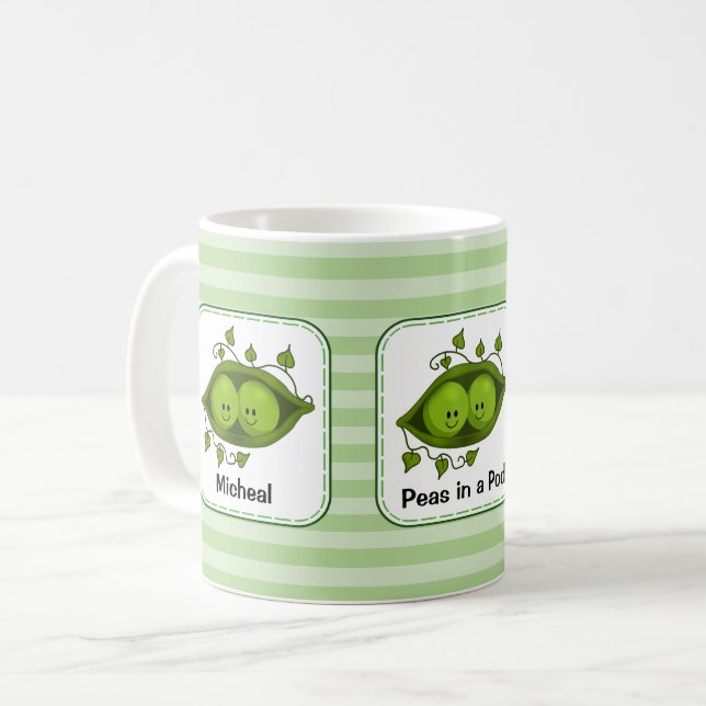 Mug Petits Pois Dans Une Cosse Avec Des Rayures Vertes (Devant gauche)