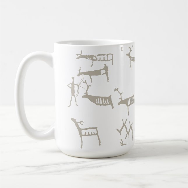Mug Pétroglyphe de roche Chasse ancienne au cerf europ (Gauche)