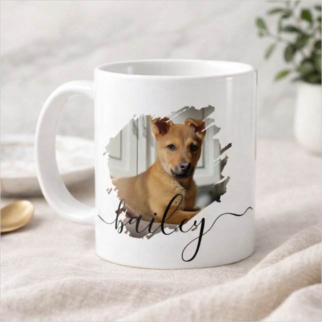 Mug Pet's Simple Modern Cool Typography Name and Photo (Créateur téléchargé)