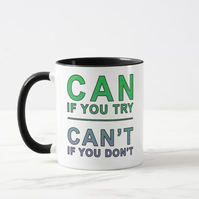 Mug "Peut-on essayer" citation motivante (Gauche)