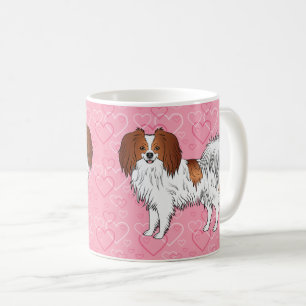 Mug Phalène Rouge Et Blanc Heureux Sur Des Cœurs Roses