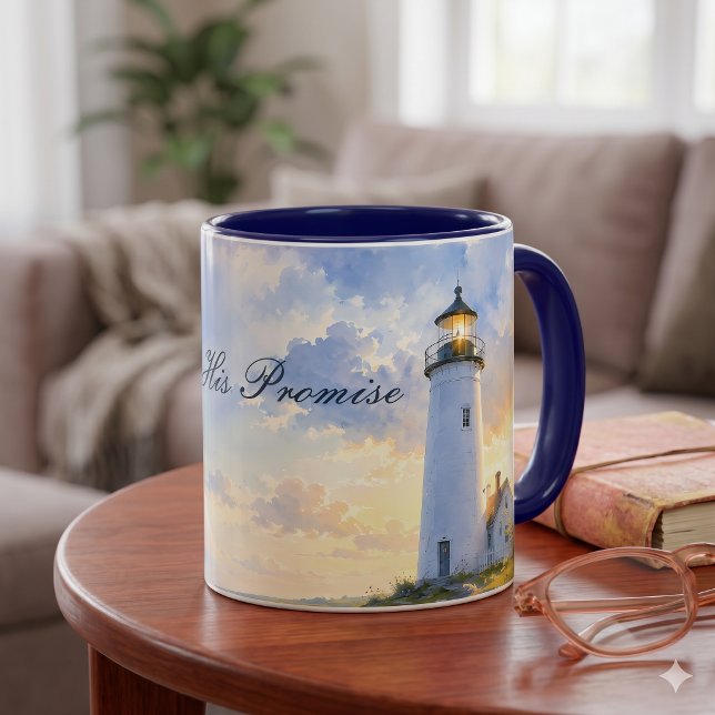 Mug Phare Arc-en-Ciel Watercolor Littoral (Rainbow Lighthouse Coastal Watercolor Mug)