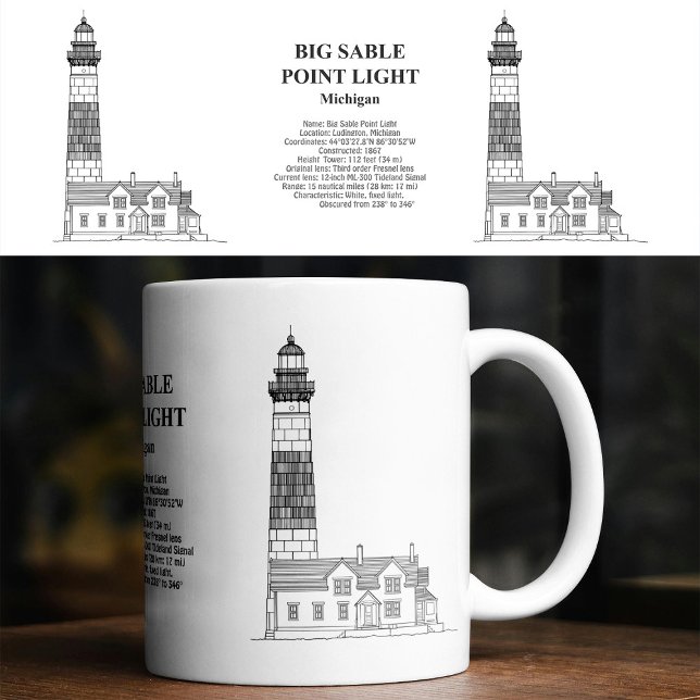 Mug Phare de Big Sable Point - Michigan - BD (Big Sable Point Lighthouse - Michigan - BD. Coffee Mug)