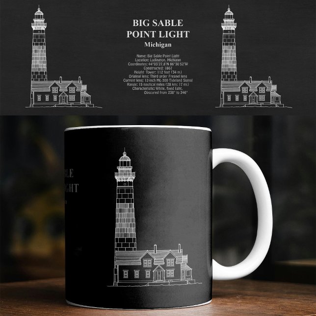 Mug Phare de Big Sable Point - Michigan - PD (Big Sable Point Lighthouse - Michigan – PD. Coffee Mug)