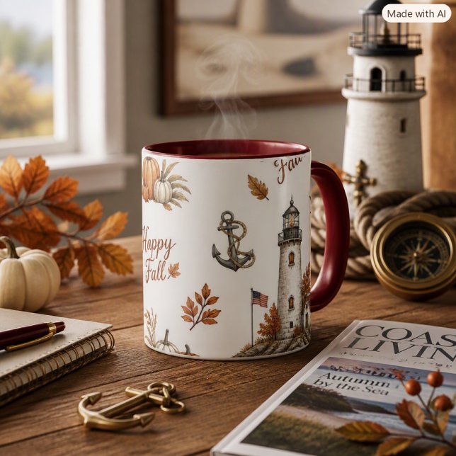 Mug Phare de la saison automnale Thème nautique côtier (Créateur téléchargé)
