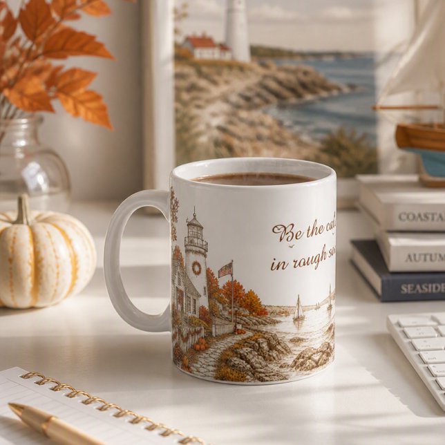 Mug Phare de saison automnale Thème nautique côtier  (Créateur téléchargé)
