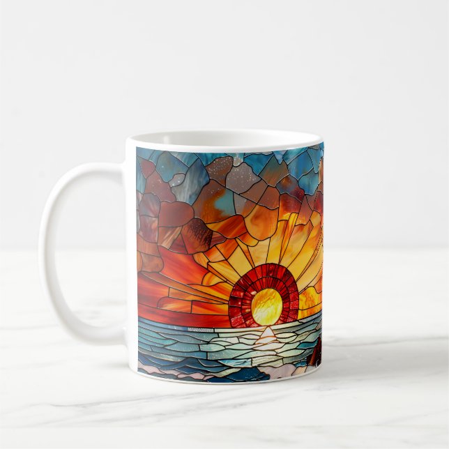 Mug Phare de verre tendu Lever du soleil (Gauche)