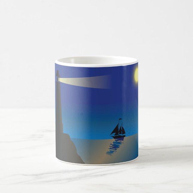 Mug Phare et voilier à Night Moonlit Ocean (Créateur téléchargé)